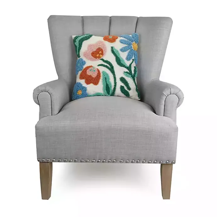 Online Kirklands Home Rainbow Florals Hooked Wool Pillow