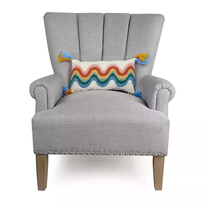 Hot Kirklands Home Rainbow Wave Hooked Wool Lumbar Pillow