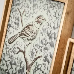 New Kirklands Home Raised Bird Metal Wall Plaques, Set of 2