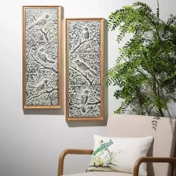 New Kirklands Home Raised Bird Metal Wall Plaques, Set of 2