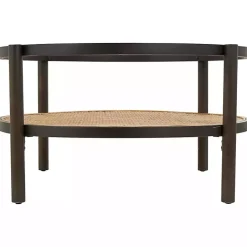 Outlet Kirklands Home Rattan and Glass 2-Tier Coffee Table
