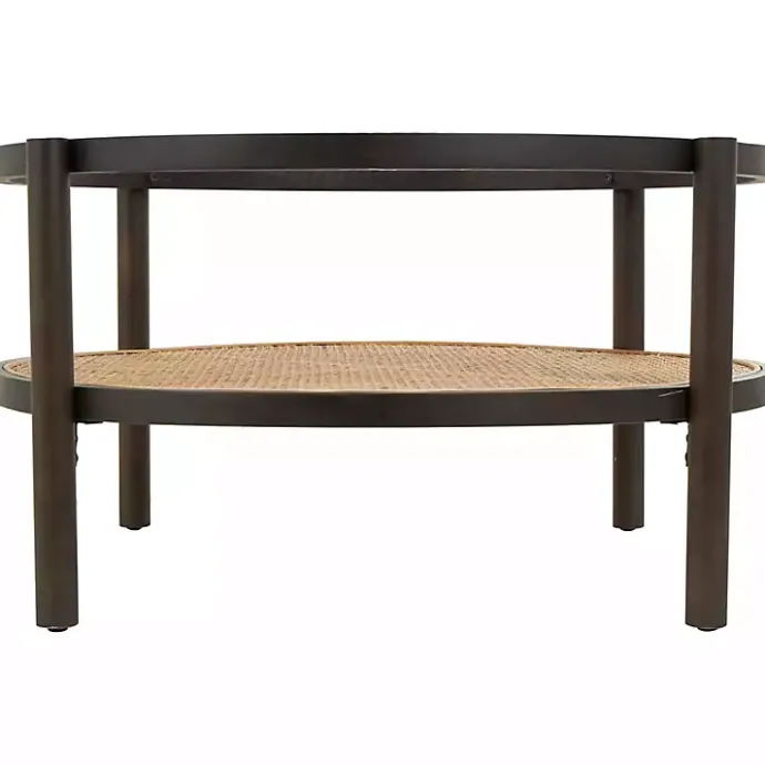 Outlet Kirklands Home Rattan and Glass 2-Tier Coffee Table