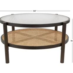 Outlet Kirklands Home Rattan and Glass 2-Tier Coffee Table