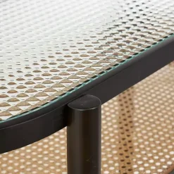 Clearance Kirklands Home Rattan and Glass 2-Tier Console Table