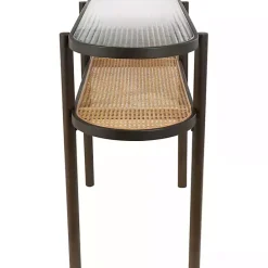 Clearance Kirklands Home Rattan and Glass 2-Tier Console Table
