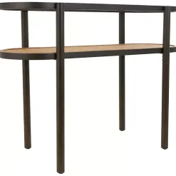 Clearance Kirklands Home Rattan and Glass 2-Tier Console Table