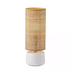 Best Kirklands Home Rattan Cylinder Shade White Base Table Lamp