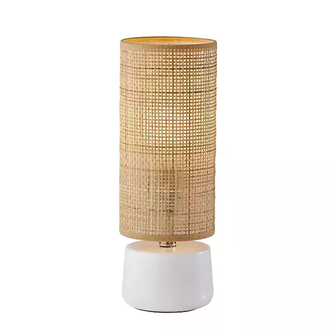 Best Kirklands Home Rattan Cylinder Shade White Base Table Lamp