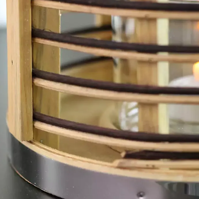 Discount Kirklands Home Rattan Hurricane Lantern with Jute Rope