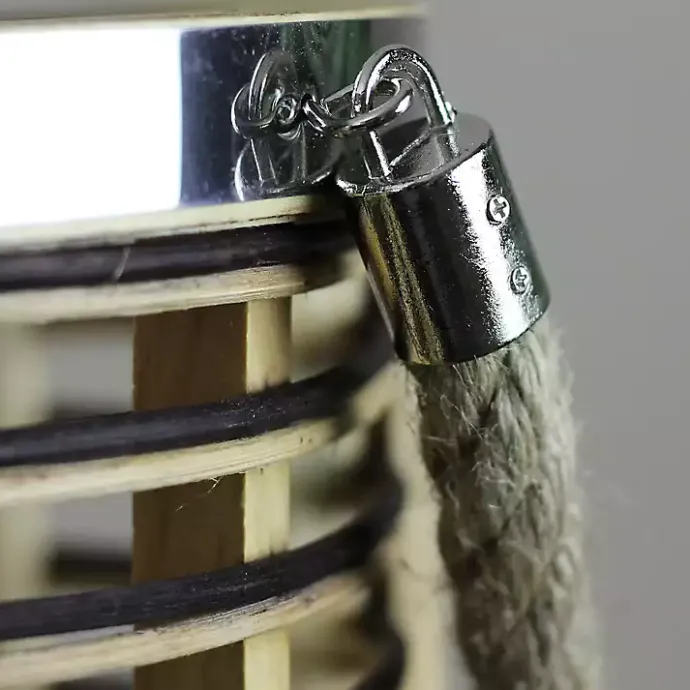 Discount Kirklands Home Rattan Hurricane Lantern with Jute Rope