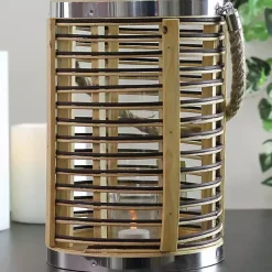 Discount Kirklands Home Rattan Hurricane Lantern with Jute Rope
