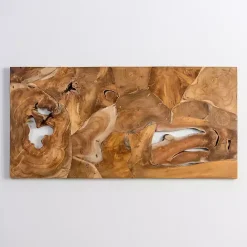 Kirklands Home Raw Teak Root Panel Wall Plaque Brown