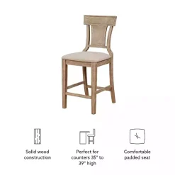 Hot Kirklands Home Ray with Gray Wash Finish Counter Stool Brown