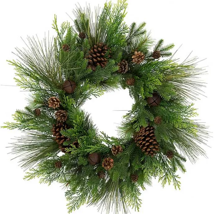 Outlet Kirklands Home Real Touch Pine and Cedar Jingle Bell Wreath