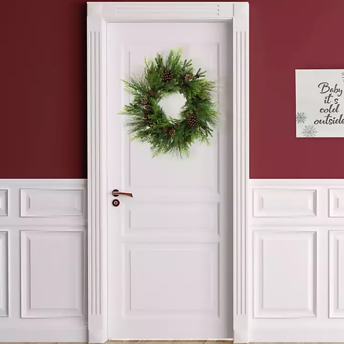 Outlet Kirklands Home Real Touch Pine and Cedar Jingle Bell Wreath