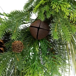 Outlet Kirklands Home Real Touch Pine and Cedar Jingle Bell Wreath