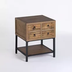 Kirklands Home Reclaimed Wood Accent Table with Keeping Drawers Brown