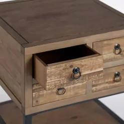 Kirklands Home Reclaimed Wood Accent Table with Keeping Drawers Brown