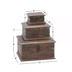Discount Kirklands Home Reclaimed Wood Antique Box Set, Set of 3
