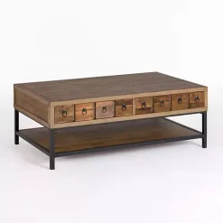 Outlet Kirklands Home Reclaimed Wood Keeping Drawers Coffee Table Brown