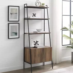 Sale Kirklands Home Reclaimed Wood Modern Ladder Bookcase with Cabinet