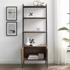 Sale Kirklands Home Reclaimed Wood Modern Ladder Bookcase with Cabinet