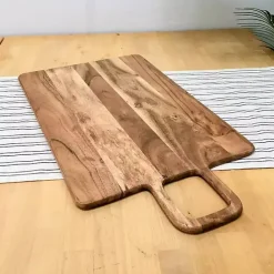 Hot Kirklands Home Rectangle Acacia Wood Paddle Handle Board Brown