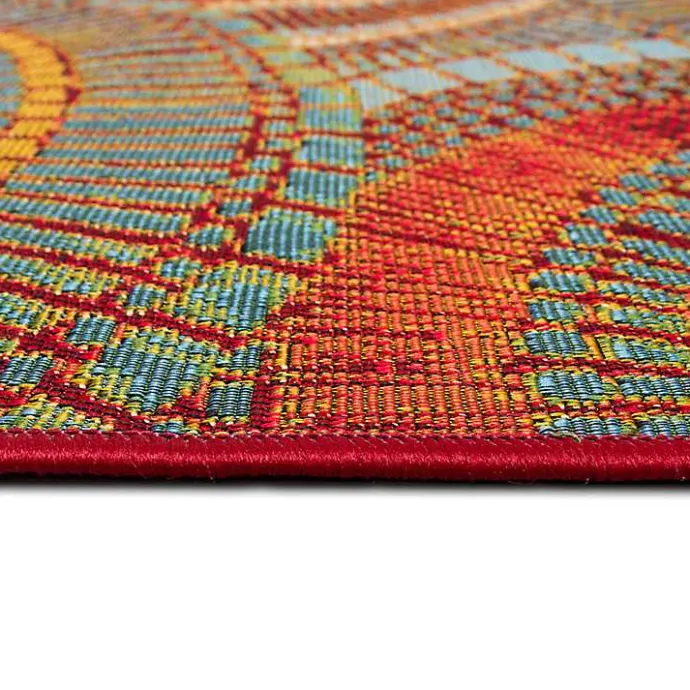 Best Kirklands Home Red & Blue Circles Indoor/Outdoor Rug, 2x3