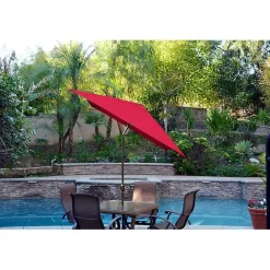 Clearance Kirklands Home Red & Champagne 10 ft. Hand Crank Tilt Umbrella