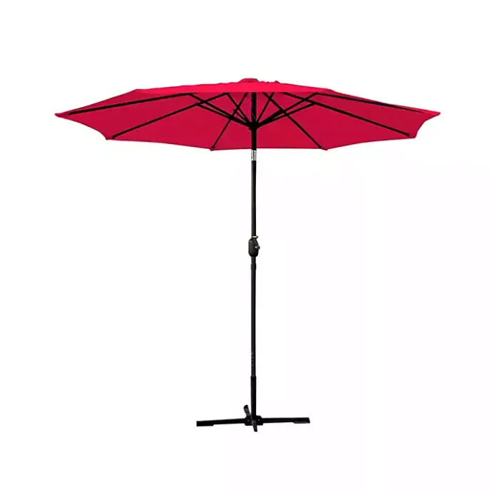 Hot Kirklands Home 9 ft. Hand Crank Tilt Umbrella Red