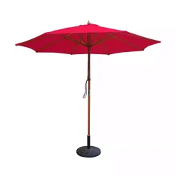 Kirklands Home 9 Ft. Wooden Pole Market Umbrella Red