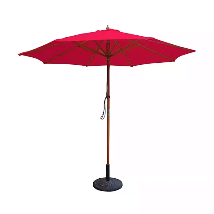 Kirklands Home 9 Ft. Wooden Pole Market Umbrella Red