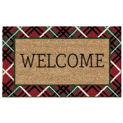 Outlet Kirklands Home Red & Green Plaid Welcome Doormat