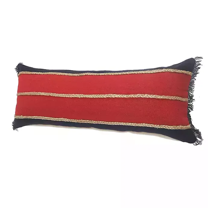 Hot Kirklands Home Red & Navy Nautical Rope Lumbar Pillow