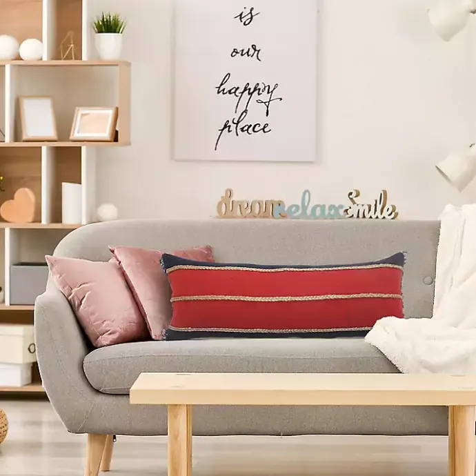 Hot Kirklands Home Red & Navy Nautical Rope Lumbar Pillow