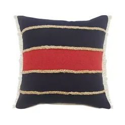 Outlet Kirklands Home Red & Navy Nautical Rope Throw Pillow. 20x20