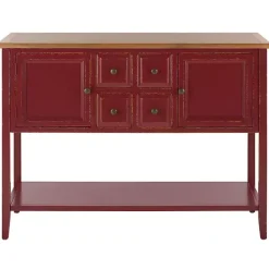 Kirklands Home & Oak 4-Drawer Charlotte Sideboard Red