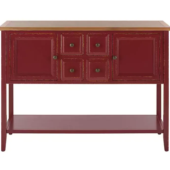 Kirklands Home & Oak 4-Drawer Charlotte Sideboard Red