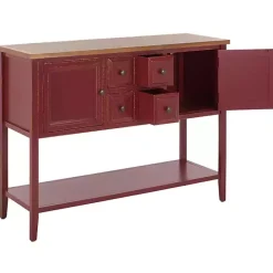 Kirklands Home & Oak 4-Drawer Charlotte Sideboard Red
