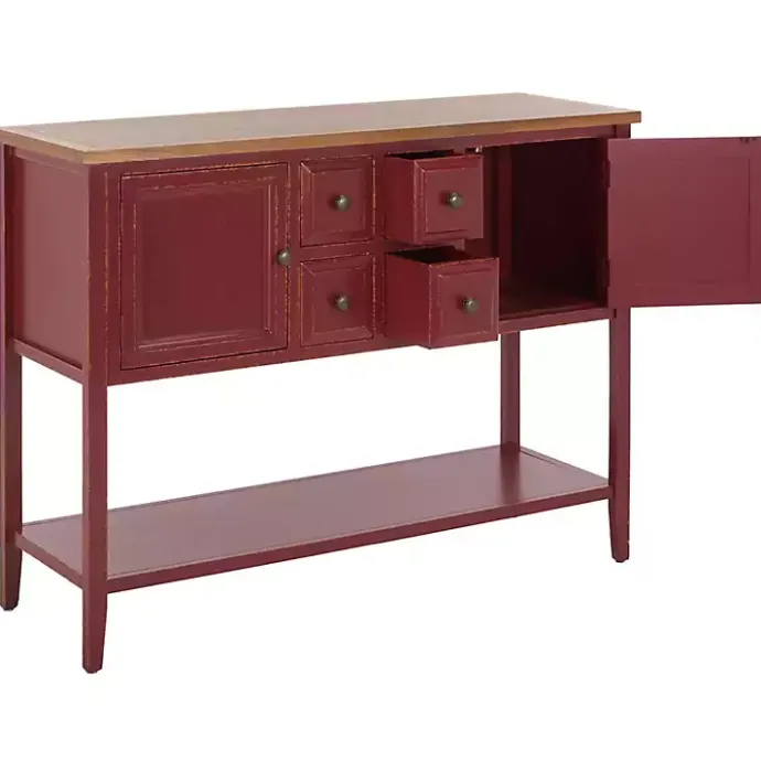 Kirklands Home & Oak 4-Drawer Charlotte Sideboard Red
