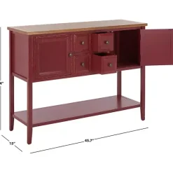 Kirklands Home & Oak 4-Drawer Charlotte Sideboard Red