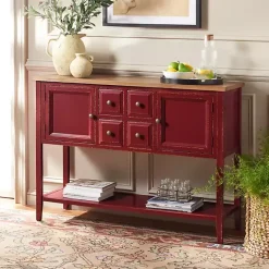 Kirklands Home & Oak 4-Drawer Charlotte Sideboard Red