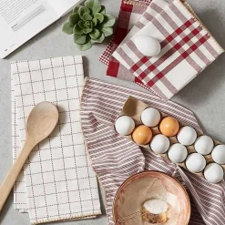 New Kirklands Home Red & White Woven Patterns 5-pc. Dish Towel Set