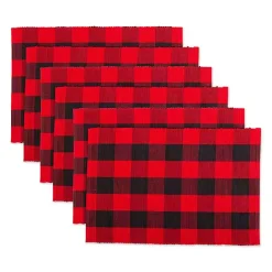 Discount Kirklands Home Red and Black Buffalo Check Placemats, Set of 6