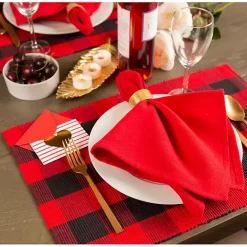 Discount Kirklands Home Red and Black Buffalo Check Placemats, Set of 6