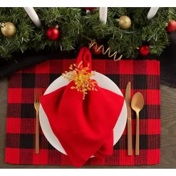 Discount Kirklands Home Red and Black Buffalo Check Placemats, Set of 6