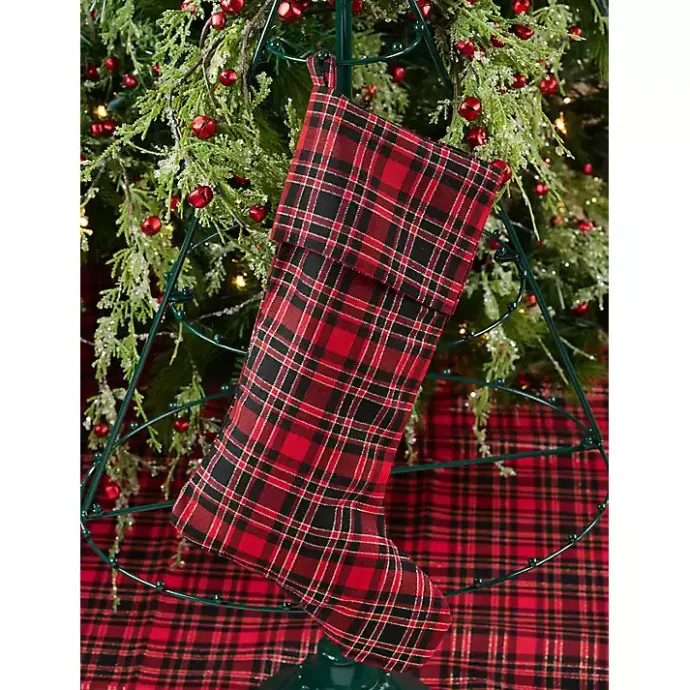 Hot Kirklands Home Red and Black Classic Plaid Tree Skirt