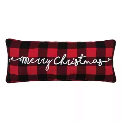 Sale Kirklands Home Red and Black Plaid Merry Christmas Pillow