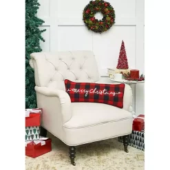 Sale Kirklands Home Red and Black Plaid Merry Christmas Pillow