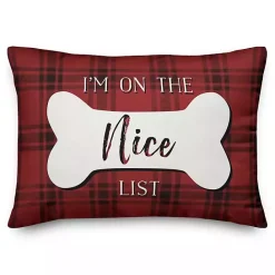 Best Kirklands Home Red and Black Plaid Naughty and Nice Bone Pillow